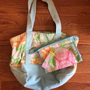 Lilly Pulitzer tote bag, small bag, key chain set